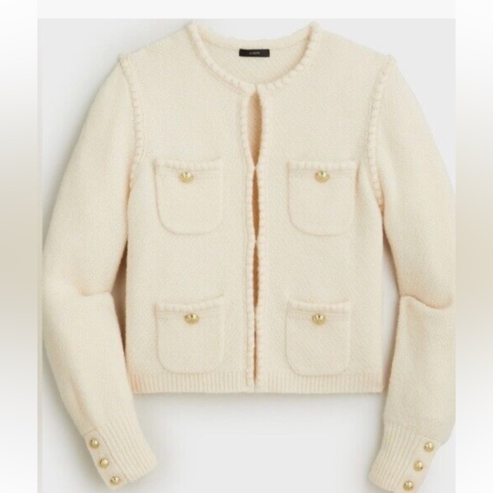 J.Crew size S, Cream Lady Cardigan with Gold Buttons